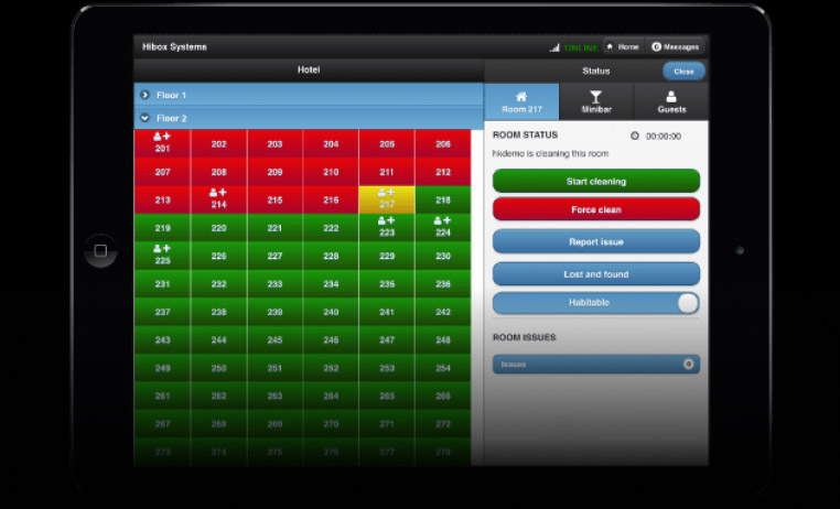 The Hibox Housekeeper for hotel housekeeping management on tablet